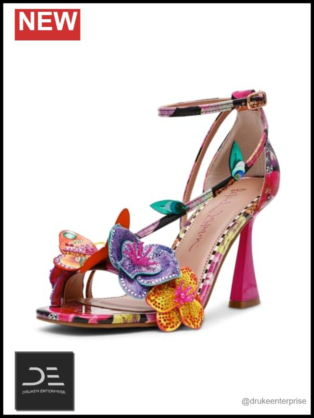 Betsey Johnson Camile Heeled Sandals Ankle Strap Floral Stiletto